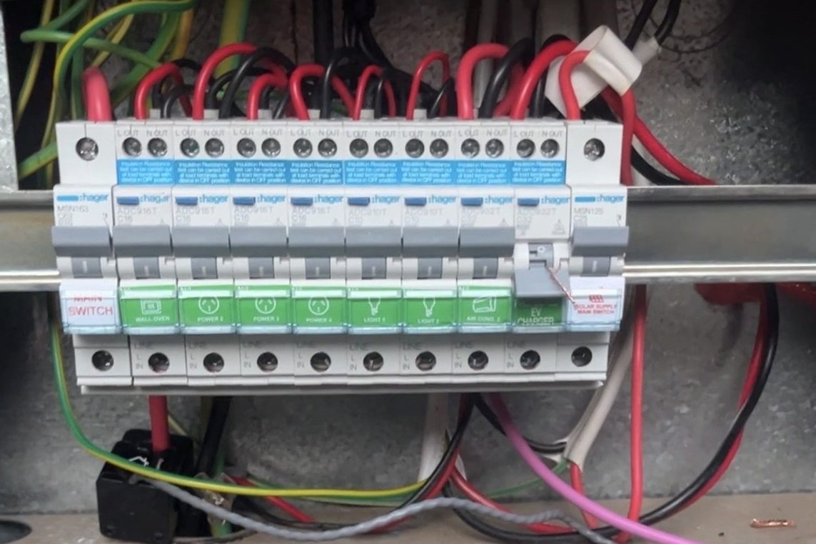 Switchboard with the cover off during an electrical safety check, every circuit labelled, by SALTD Electrical